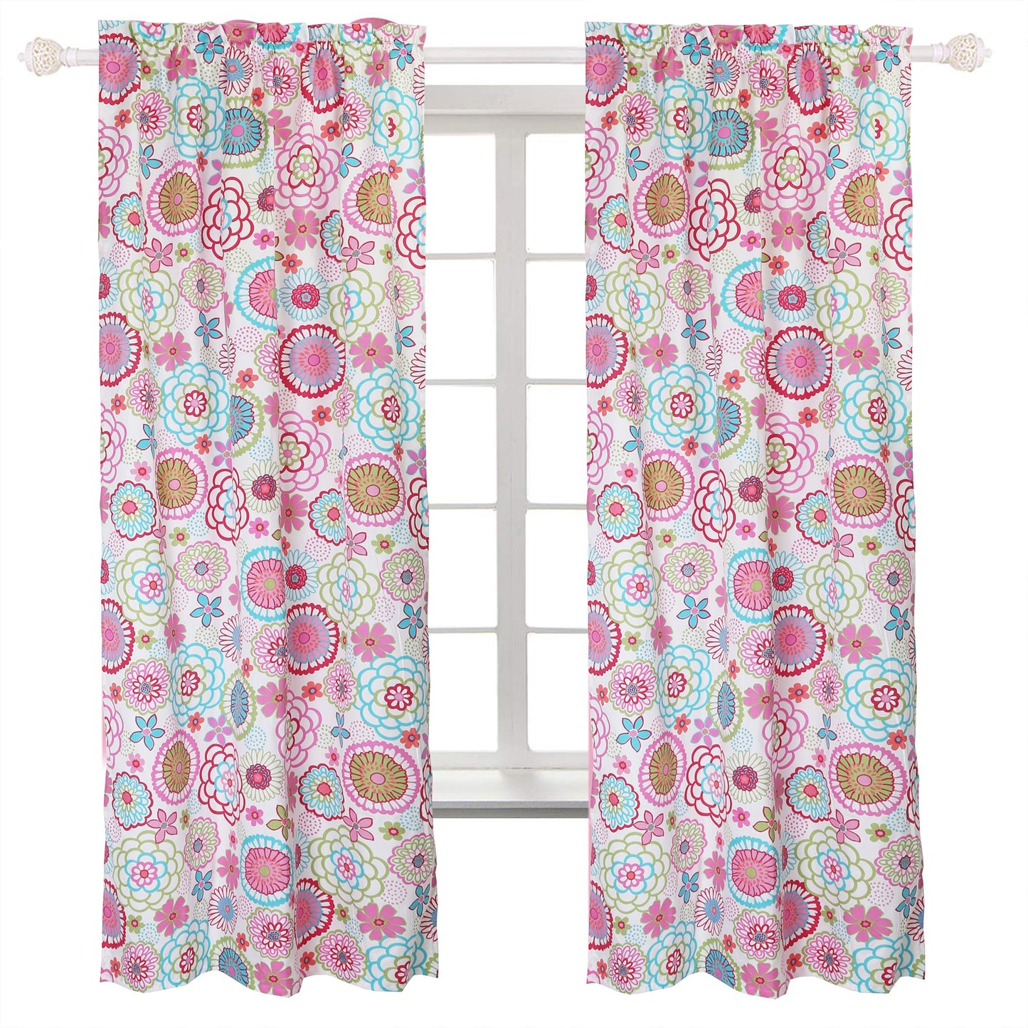 Mariah Floral Pink Polka Dot Reversible Comforter Set with Decor Pillows