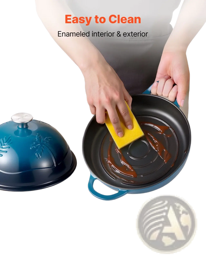 5 Qt Enameled Cast Iron Dutch Oven with Palm Design