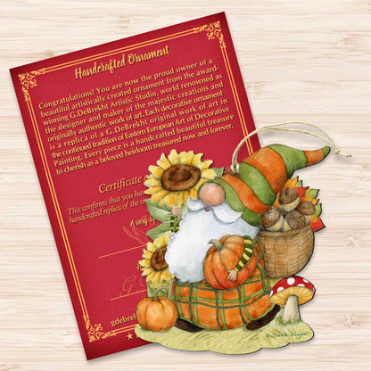 Fall Decoration Harvest Gnome - Cornucopia Ornament Handmade Gift for Autumn Adornment - Wooden Ornament by Susan Winget - Item 8471208-SW