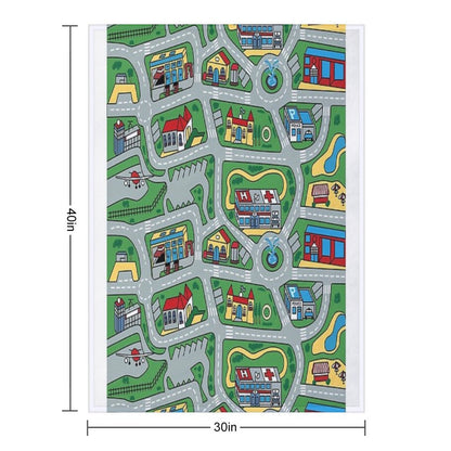 Car City Carpet Road Rug 90s Nostalgic Toy Throw Blanket