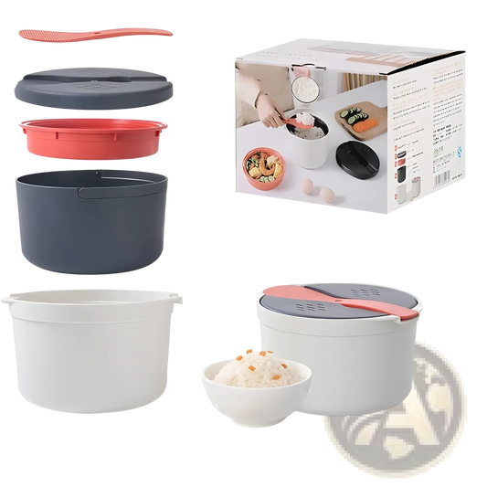 Microwave Rice Cooker 2l Steamer with Strainer Spoon