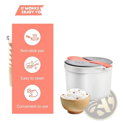 Microwave Rice Cooker 2l Steamer with Strainer Spoon