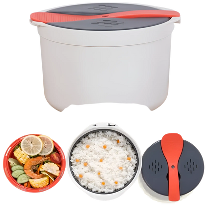 Microwave Rice Cooker 2l Steamer with Strainer Spoon