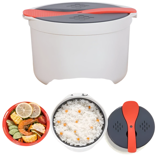 Microwave Rice Cooker 2l Steamer with Strainer Spoon